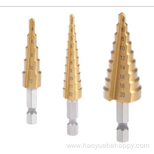 Straight Flutes Titanium Step Drill Bits Set